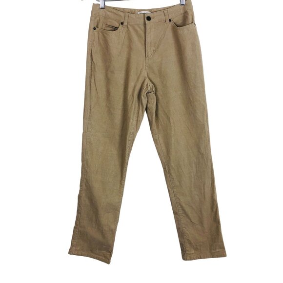 Coldwater Creek High Waist Corduroy Pants Sz 8 Cotton Stretch Tan 31" Inseam - Picture 1 of 8